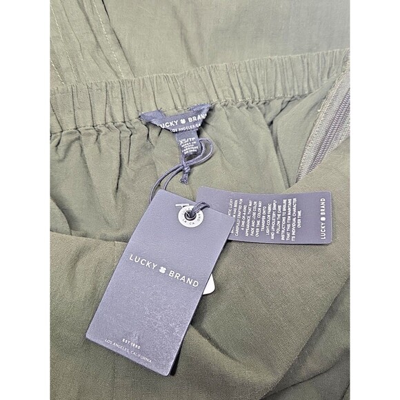 NEW LUCKY BRAND LINEN BLEND BROWN WIDE LEG TIE BACK CAPRI CROPPED JUMPSUIT XS - Picture 3 of 14